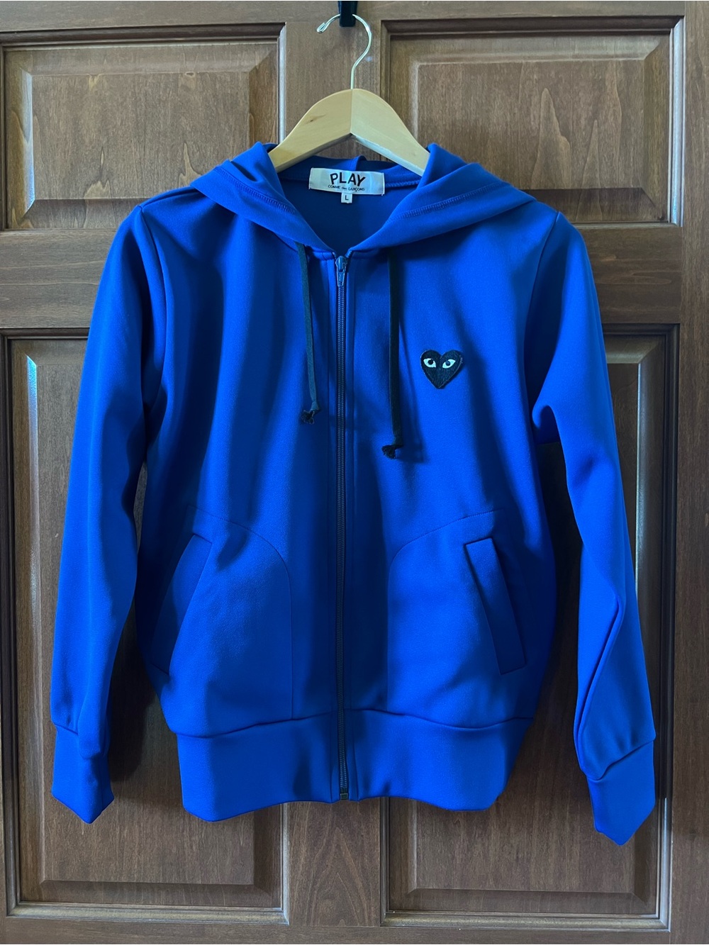 Comme des Garcons PLAY Zip Hoodie Blue with Black Heart Size L - Picture 4 of 16